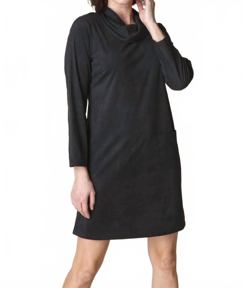 NEW HABITAT stretch faux suede easy pocket dress in black
